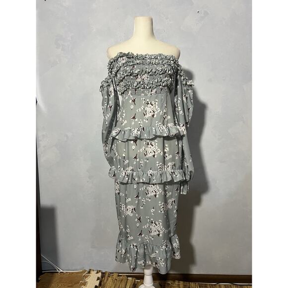 Pretty Little Thing Off the Shoulder Dress Summer Frills Maxi Size US 6 Womens - Picture 3 of 10